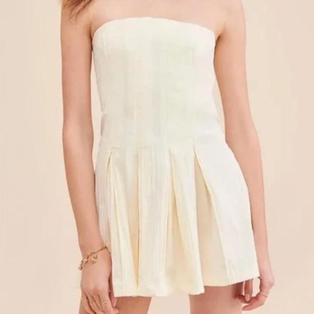 Free People Cream Strapless Mini Dress